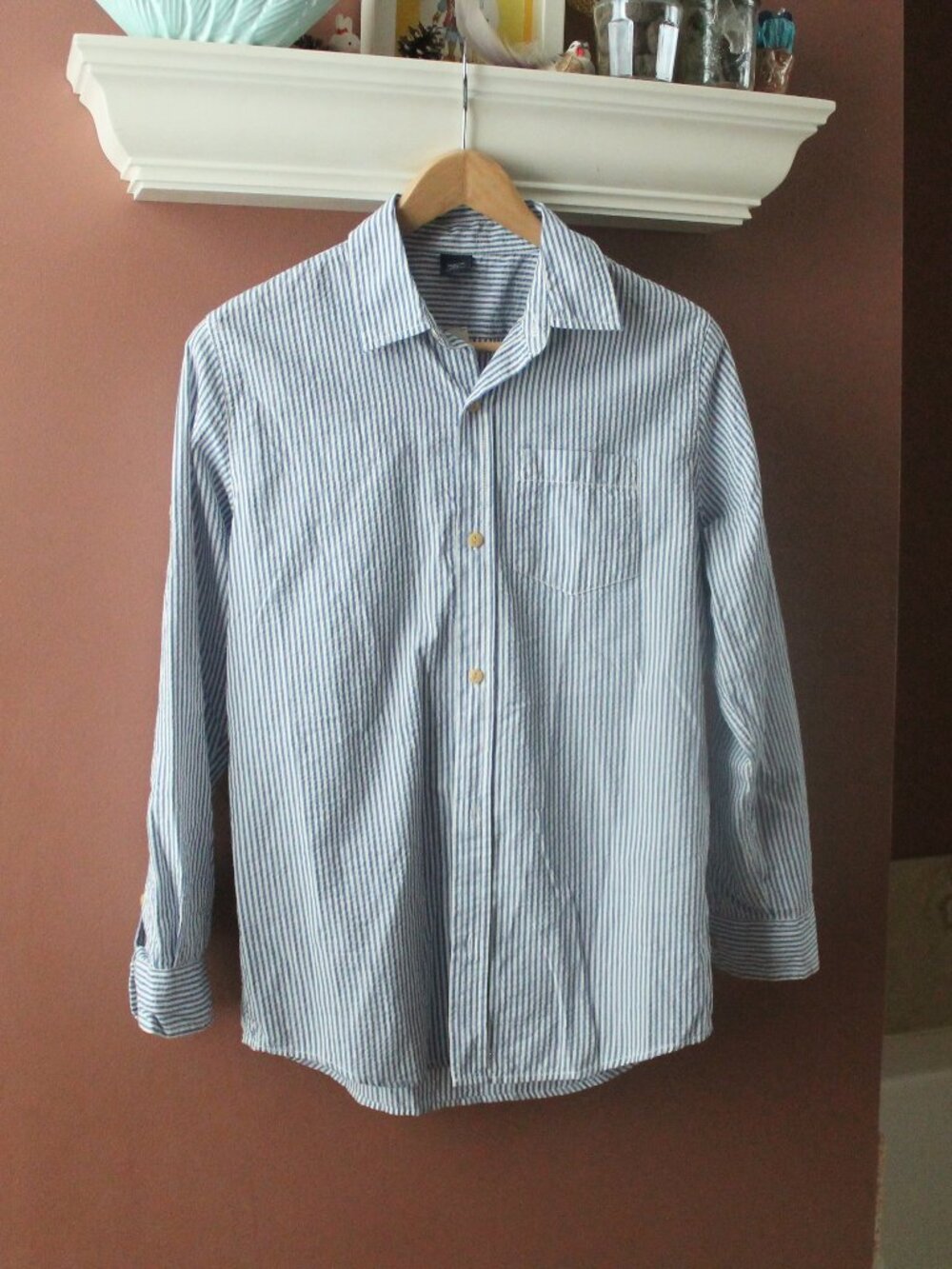 Gap Kids seersucker convertible shirt  XXL NWT